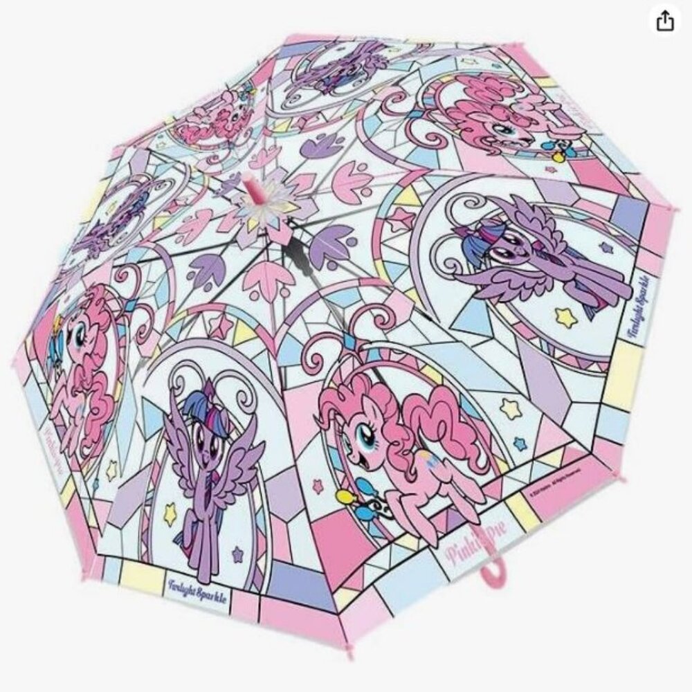 Hasbro  My Little Pony Transparent Auto Open 8 Fiberglass Ribs Stick Umbrella.
